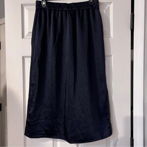 GAP Navy Blue Satin Pull On Skirt Midi Medium NWT Festive